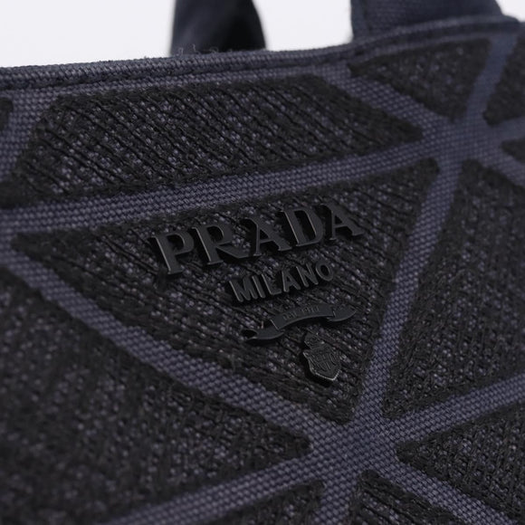 PRADA Canapa Triangle Hand Bag Canvas 2way Navy Silver Auth 204765M