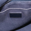 PRADA Canapa Triangle Hand Bag Canvas 2way Navy Silver Auth 204765M-23