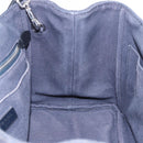 PRADA Canapa Triangle Hand Bag Canvas 2way Navy Silver Auth 204765M-24