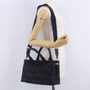 PRADA Canapa Triangle Hand Bag Canvas 2way Navy Silver Auth 204765M-29