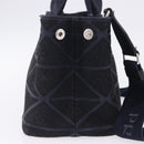 PRADA Canapa Triangle Hand Bag Canvas 2way Navy Silver Auth 204765M-4