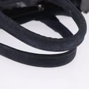 PRADA Canapa Triangle Hand Bag Canvas 2way Navy Silver Auth 204765M-14