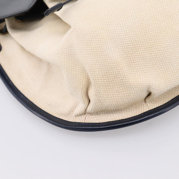 HERMES Shoulder Bag Canvas Beige Gold Auth 204766