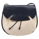 HERMES Shoulder Bag Canvas Beige Gold Auth 204766-2