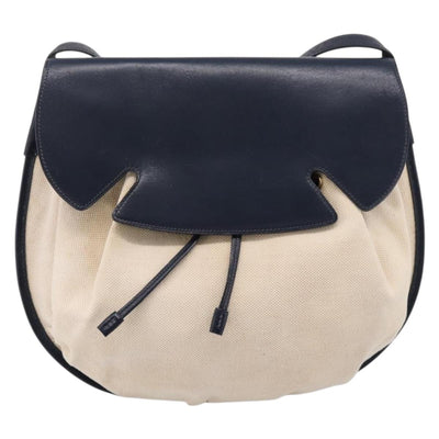 HERMES Shoulder Bag Canvas Beige Gold Auth 204766 - 0