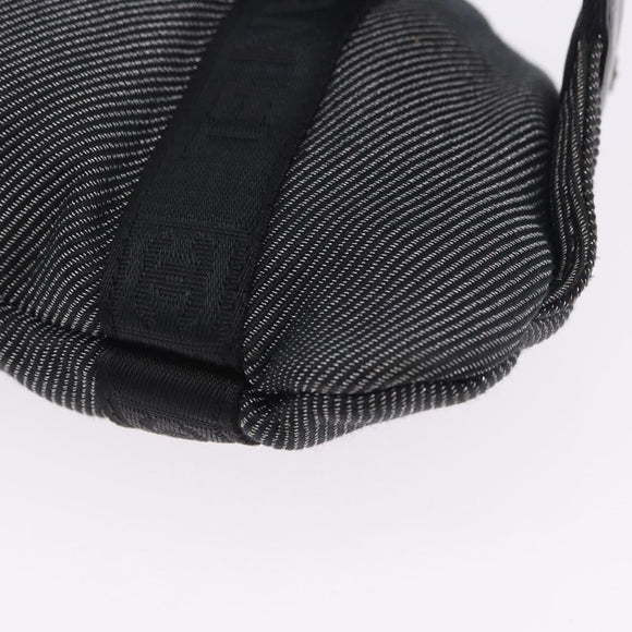 CHANEL Sports Line Waist Bag Canvas Black Silver CC Auth 204767V