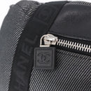 CHANEL Sports Line Waist Bag Canvas Black Silver CC Auth 204767V-18