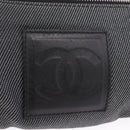 CHANEL Sports Line Waist Bag Canvas Black Silver CC Auth 204767V-19