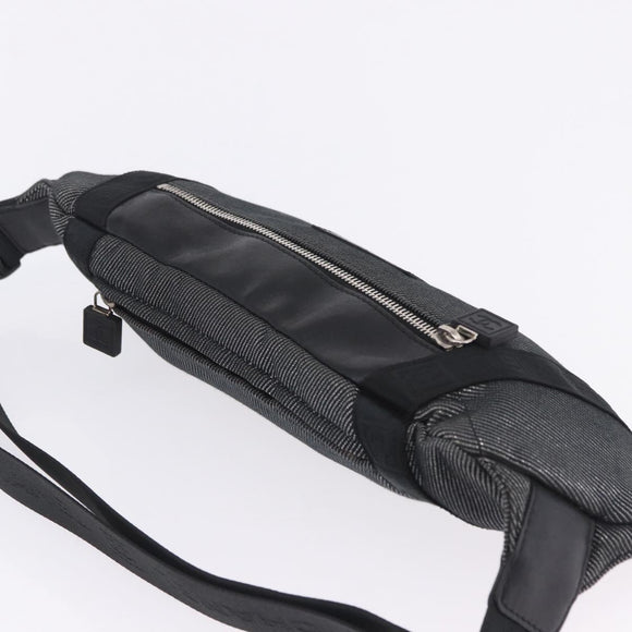 CHANEL Sports Line Waist Bag Canvas Black Silver CC Auth 204767V