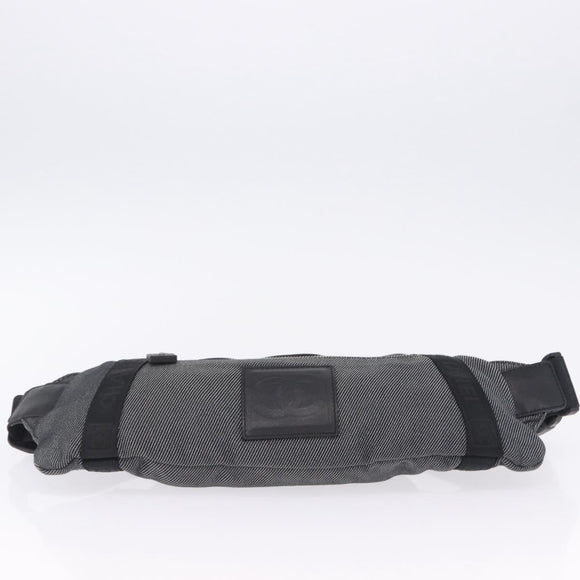CHANEL Sports Line Waist Bag Canvas Black Silver CC Auth 204767V
