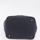 HERMES Picotan Lock MM Hand Bag Taurillon Leather Navy Gold Auth 204768SM-11