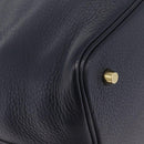 HERMES Picotan Lock MM Hand Bag Taurillon Leather Navy Gold Auth 204768SM-12