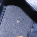 HERMES Picotan Lock MM Hand Bag Taurillon Leather Navy Gold Auth 204768SM-18