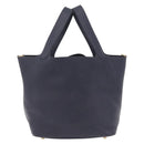 HERMES Picotan Lock MM Hand Bag Taurillon Leather Navy Gold Auth 204768SM-2