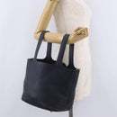 HERMES Picotan Lock MM Hand Bag Taurillon Leather Navy Gold Auth 204768SM-25
