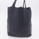 HERMES Picotan Lock MM Hand Bag Taurillon Leather Navy Gold Auth 204768SM-4