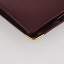 CARTIER Must Line Compact Wallet Leather Bordeaux Gold Auth 204769V-15