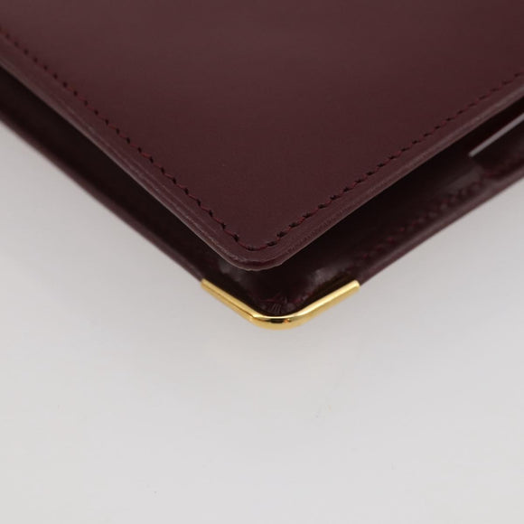 CARTIER Must Line Compact Wallet Leather Bordeaux Gold Auth 204769V