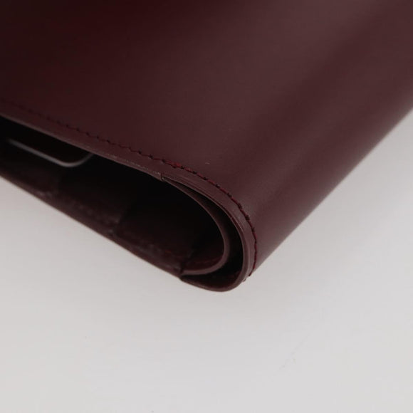 CARTIER Must Line Compact Wallet Leather Bordeaux Gold Auth 204769V