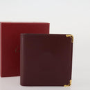 CARTIER Must Line Compact Wallet Leather Bordeaux Gold Auth 204769V-12