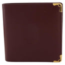 CARTIER Must Line Compact Wallet Leather Bordeaux Gold Auth 204769V-13