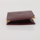 CARTIER Must Line Compact Wallet Leather Bordeaux Gold Auth 204769V-3