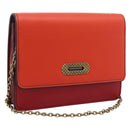 Bottega Veneta Chain Shoulder Wallet Leather Orange Gold Auth 204771V-1