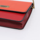 Bottega Veneta Chain Shoulder Wallet Leather Orange Gold Auth 204771V-10