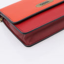 Bottega Veneta Chain Shoulder Wallet Leather Orange Gold Auth 204771V-11