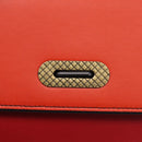Bottega Veneta Chain Shoulder Wallet Leather Orange Gold Auth 204771V-14