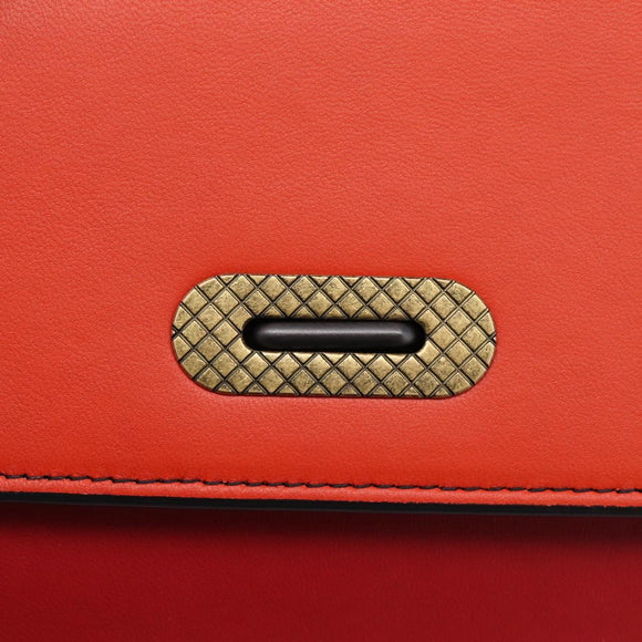 Bottega Veneta Chain Shoulder Wallet Leather Orange Gold Auth 204771V