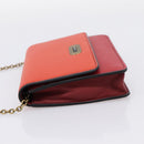 Bottega Veneta Chain Shoulder Wallet Leather Orange Gold Auth 204771V-4