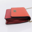 Bottega Veneta Chain Shoulder Wallet Leather Orange Gold Auth 204771V-5