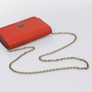 Bottega Veneta Chain Shoulder Wallet Leather Orange Gold Auth 204771V-7