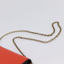 Bottega Veneta Chain Shoulder Wallet Leather Orange Gold Auth 204771V-8