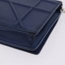 Christian Dior Diorama Chain Shoulder Bag Leather Blue Silver Auth 204772V-16
