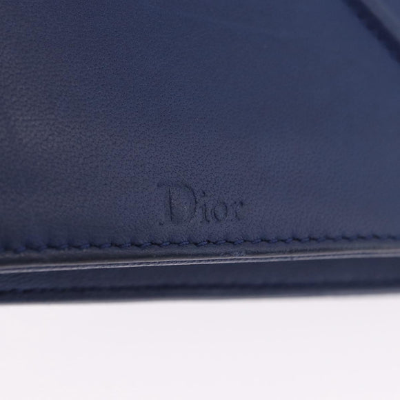 Christian Dior Diorama Chain Shoulder Bag Leather Blue Silver Auth 204772V