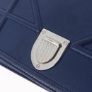 Christian Dior Diorama Chain Shoulder Bag Leather Blue Silver Auth 204772V-18