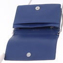 Christian Dior Diorama Chain Shoulder Bag Leather Blue Silver Auth 204772V-19