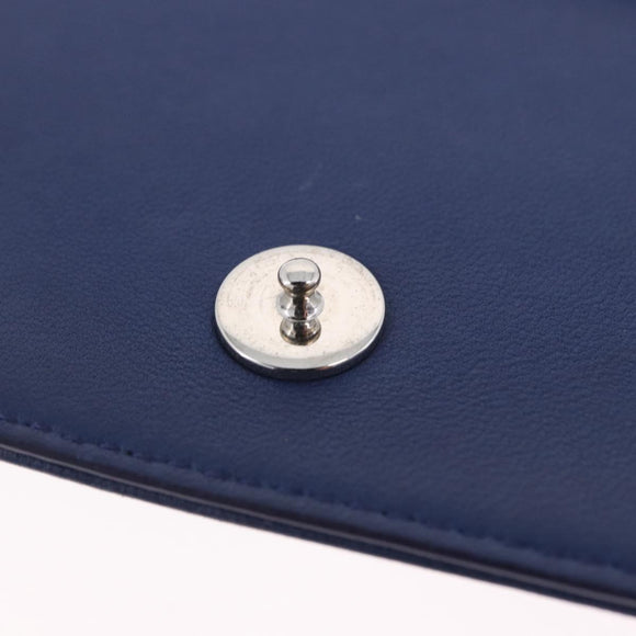 Christian Dior Diorama Chain Shoulder Bag Leather Blue Silver Auth 204772V