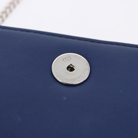 Christian Dior Diorama Chain Shoulder Bag Leather Blue Silver Auth 204772V