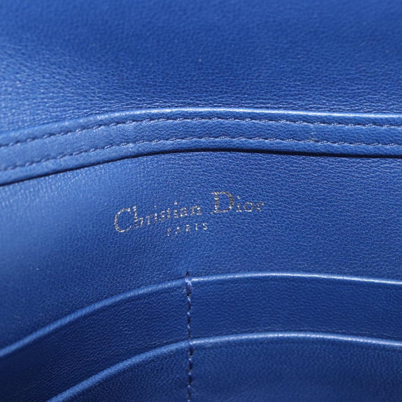 Christian Dior Diorama Chain Shoulder Bag Leather Blue Silver Auth 204772V