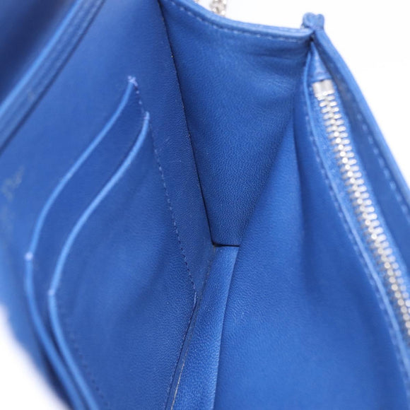 Christian Dior Diorama Chain Shoulder Bag Leather Blue Silver Auth 204772V