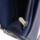 Christian Dior Diorama Chain Shoulder Bag Leather Blue Silver Auth 204772V-28