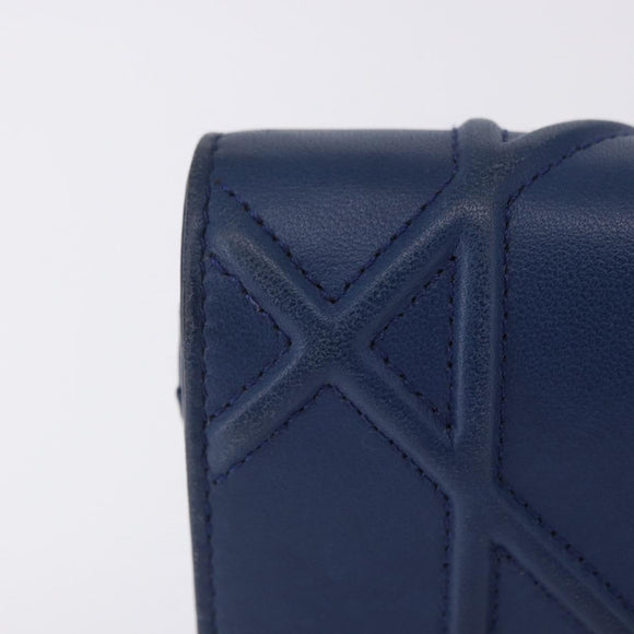 Christian Dior Diorama Chain Shoulder Bag Leather Blue Silver Auth 204772V