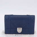 Christian Dior Diorama Chain Shoulder Bag Leather Blue Silver Auth 204772V-31
