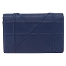 Christian Dior Diorama Chain Shoulder Bag Leather Blue Silver Auth 204772V-4