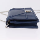 Christian Dior Diorama Chain Shoulder Bag Leather Blue Silver Auth 204772V-7