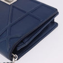 Christian Dior Diorama Chain Shoulder Bag Leather Blue Silver Auth 204772V-8