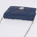 Christian Dior Diorama Chain Shoulder Bag Leather Blue Silver Auth 204772V-9